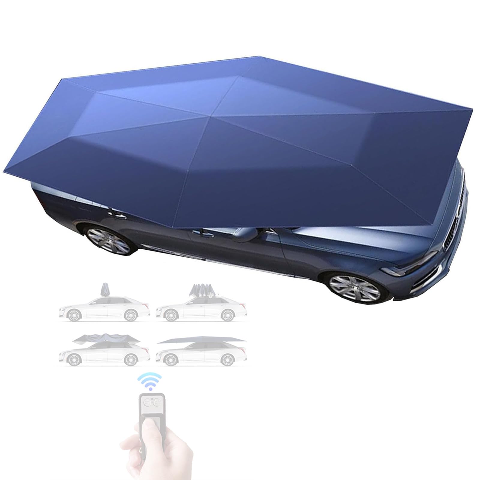 Housse de Toit de Voiture à Pliage Automatique, Tente-Parapluie Mobile, Grand Abri Rétractable, Parapluie pour Voiture – Abri Pare-Soleil Extérieur avec Télécommande et Sac de Transport 5.2*2.3m