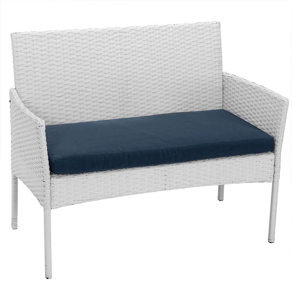 BAKAJI Juego Completo de salón de jardín con sofá, 2 sillones y Mesa con Estante de Cristal, salón de Exterior con Estructura de ratán sintético Blanco, Cojines desenfundables, terraza, balcón y Bar
