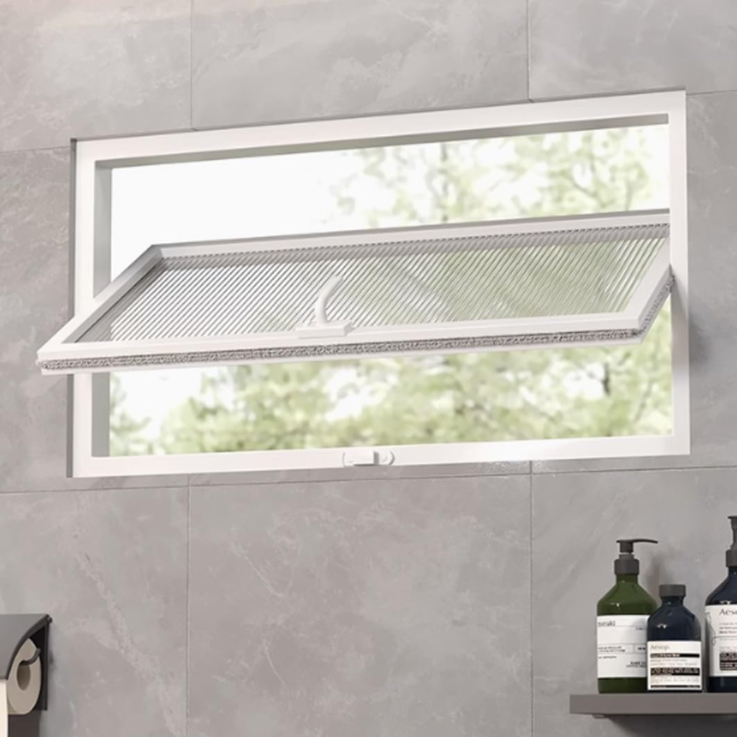 Ventana de vidrio templado con asas de 360° para renovar el aire en zonas húmedas