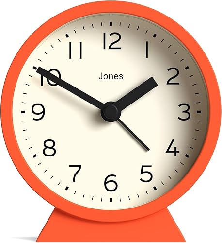 JONES CLOCKS Mini reloj despertador Midnight Diseño contemporáneo Naranja Elegante, compacto y funcional para mesita de noche, escritorio o