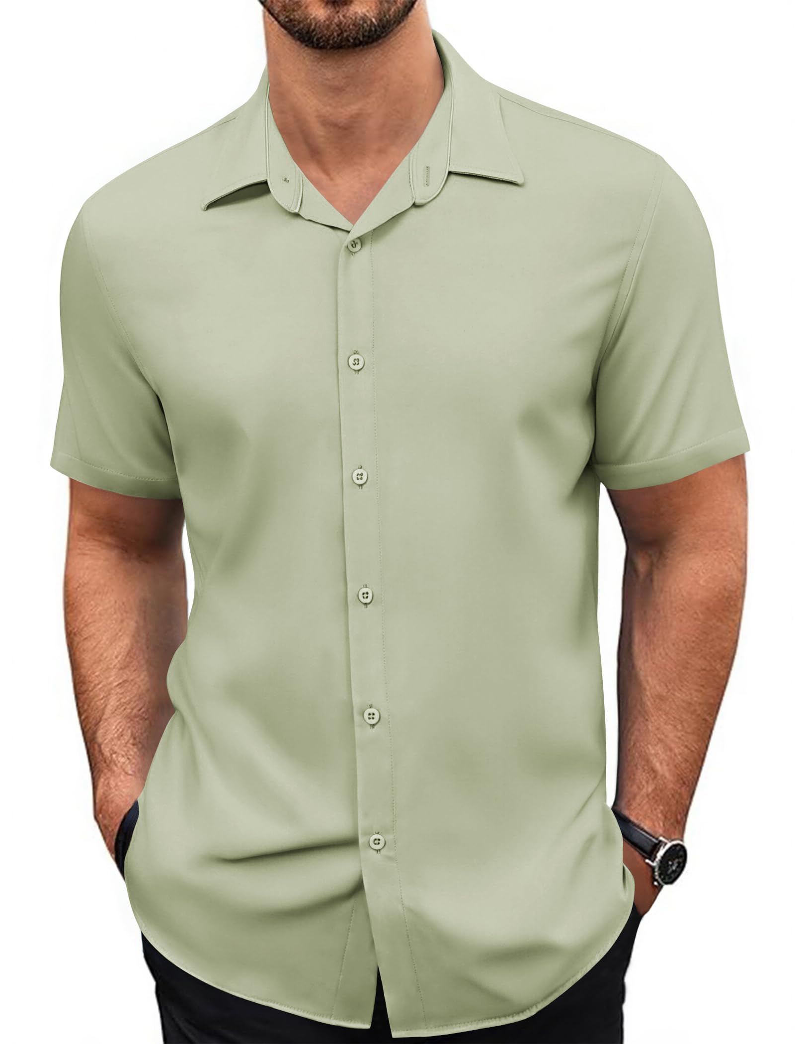COOFANDY Hemd Herren Kurzarm Freizeithemd Sommerhemd Männer Strandhemd Lässig Hemden Regular Fit
