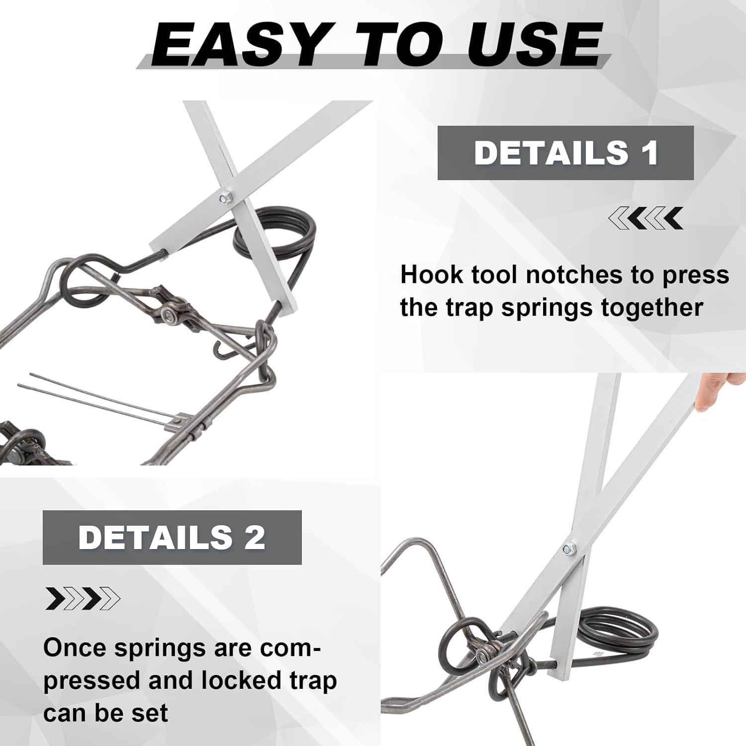 Qualirey 1 Pcs Aluminum Grip Setting Tongs 20 Inch Trap Set Tool Trap Setting Tool for #220 to #330 Traps