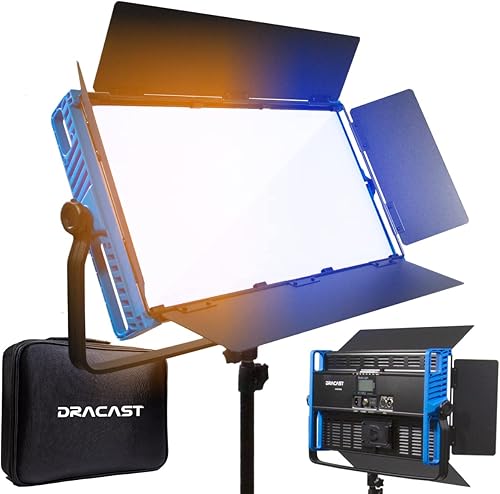Dracast Kala Plus Series 2000 Luz de video LED bicolor  Ajustable 3200K - 5600K  Control de aplicación  Regulable 0-100%  CRI y TLCI 96+  Placa de