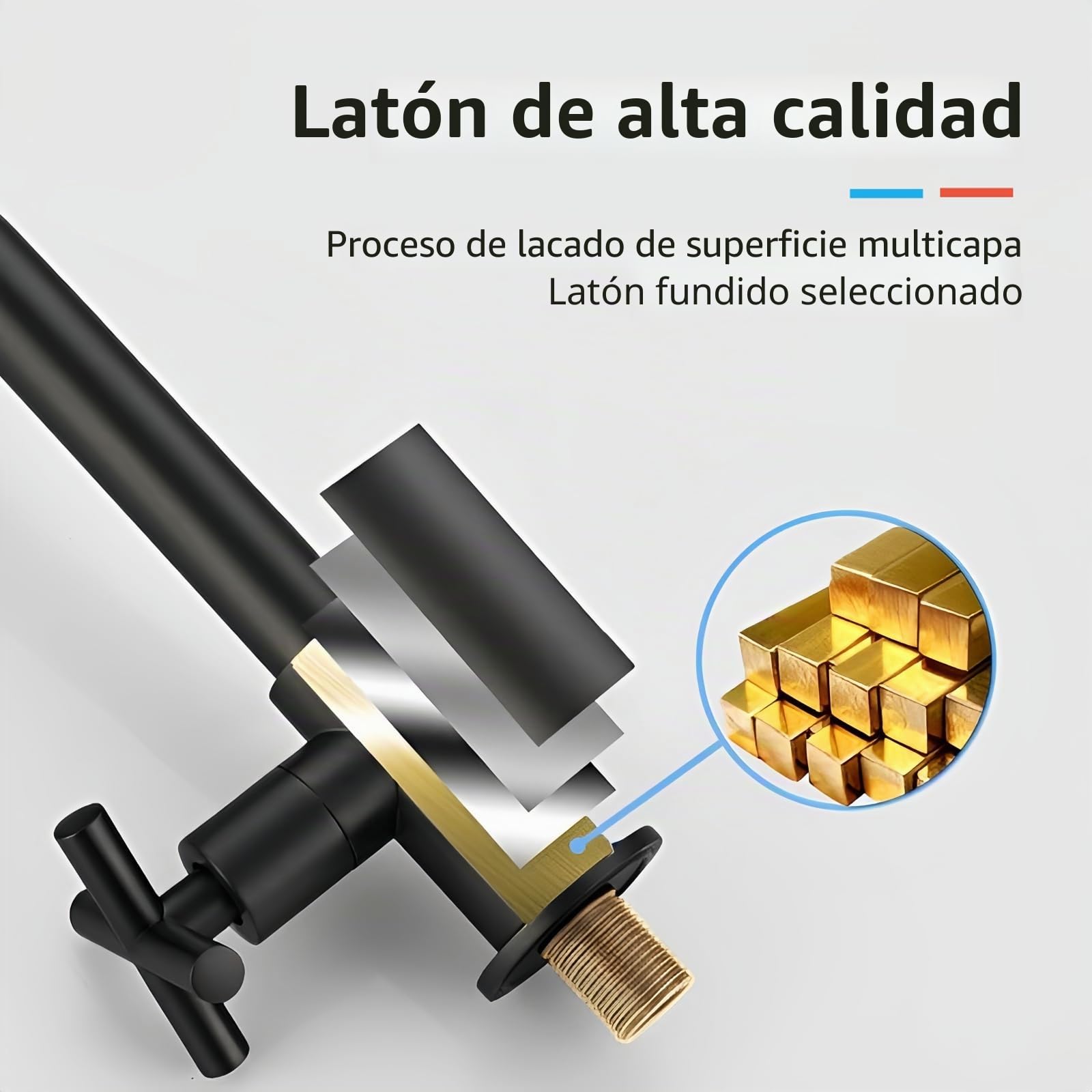 Grifo Mural de Agua Fría Negro, 23CM | Grifo lavabo de Pared de latón negro, giratorio 360°, G1/2, para jardín exterior baño cocina lavandería mop pool