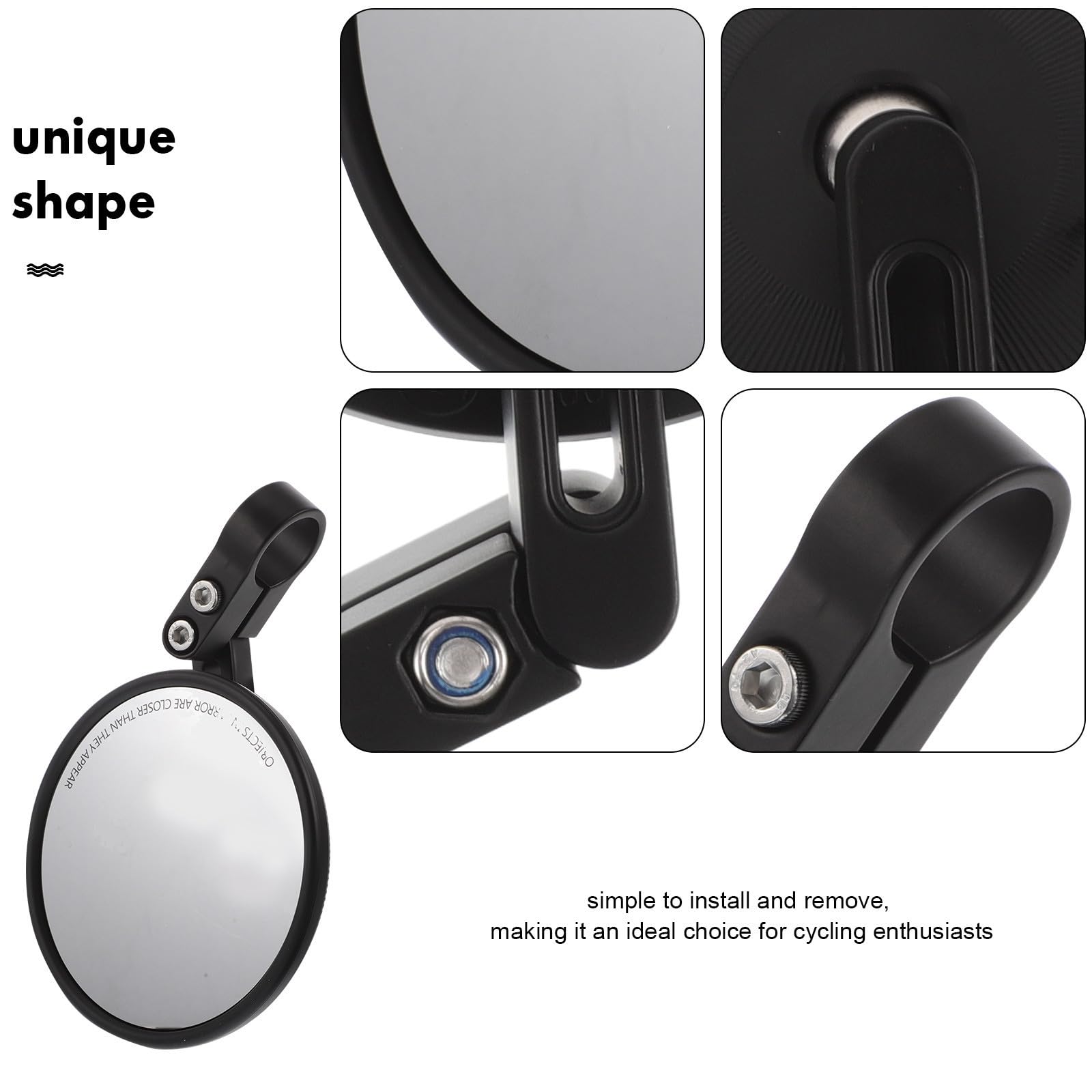 Rétroviseurs de Vélo pour Guidon 2 Pièces, Réglables et Pivotants, en Plastique et Verre, Légers et Sûrs, Adaptés pour Guidon de 22-24mm, pour Vtt