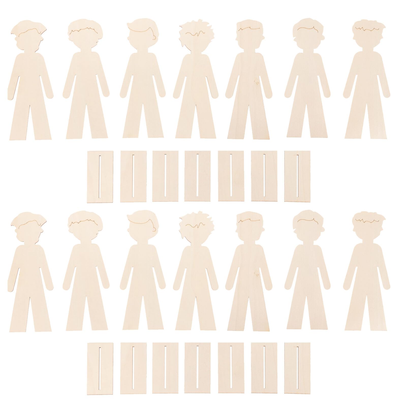PLAFOPE Kit de Recortes de Madera sin Terminar, 40 Piezas de Figuras y Niños, para Manualidades Escolares y Adornos