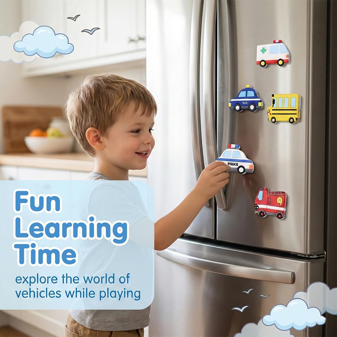 10 Pezzi Magneti Da Frigorifero Bambini, Calamite Bambini, Auto Calamite da Frigo,Auto Magnetici per Lavagna,Magnetici,Simpatici Magneti da Frigorifero,per Bambini Che Imparano Lavagna