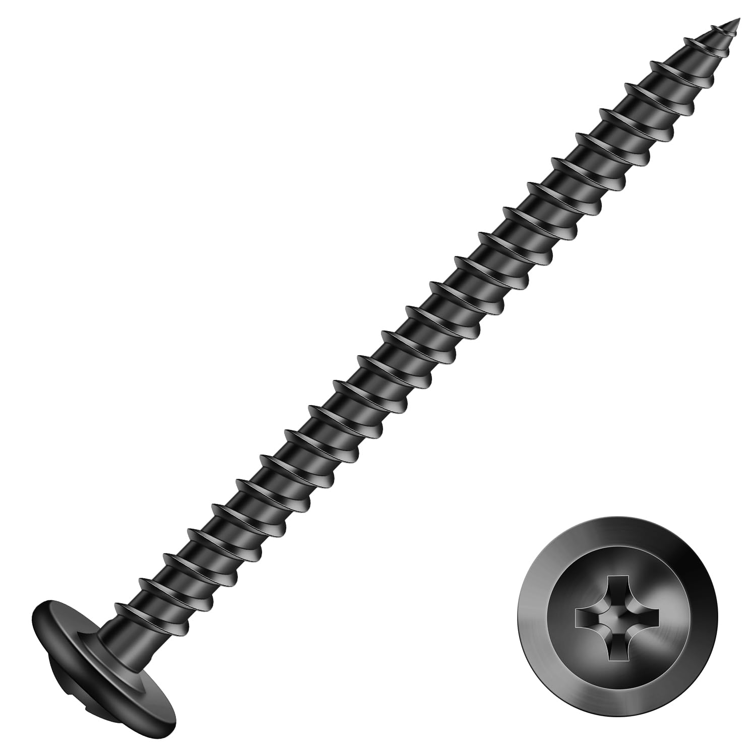 #8 x 2 Inch Wood Screw 250Pcs Alloy Steel Standard Thread Truss Head Fast Self Tapping Black Oxide by SG TZH