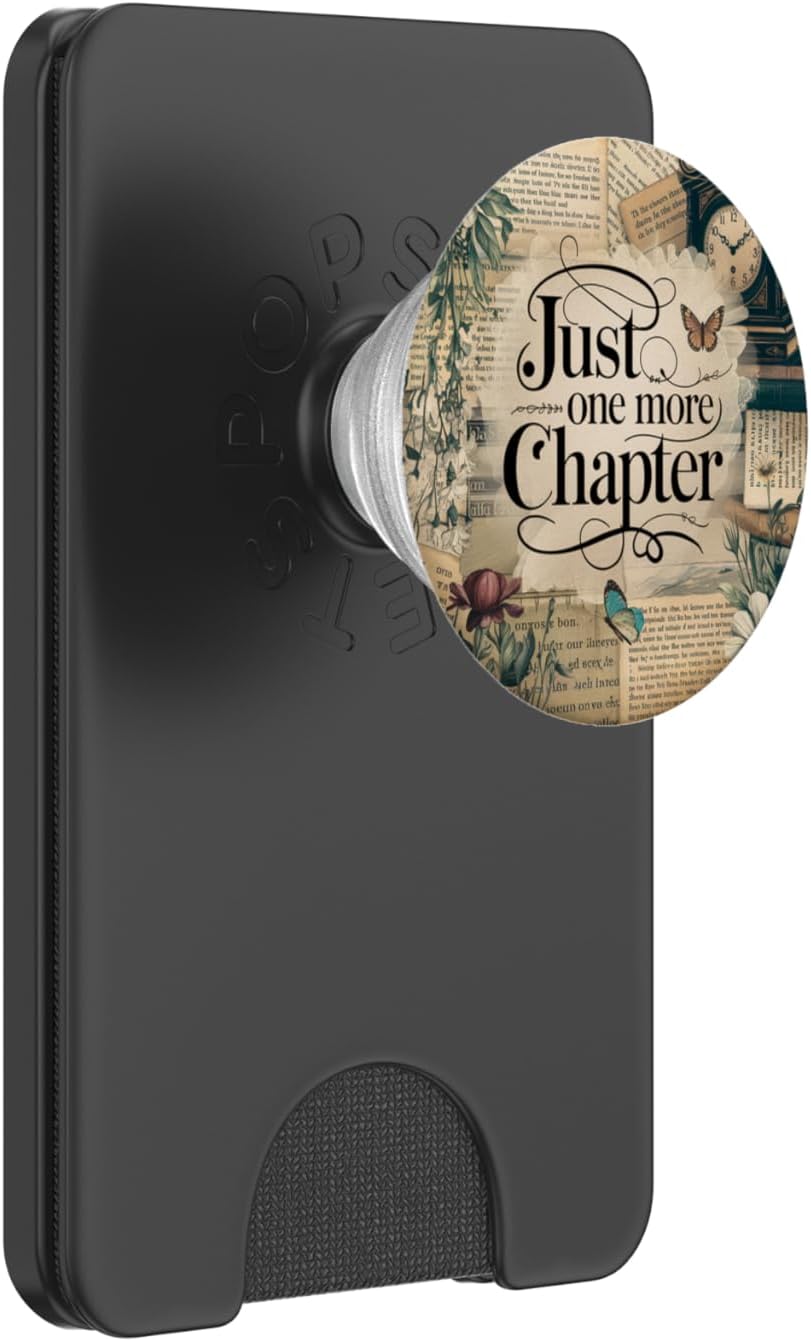 Just One More Chapter Bookish Book Reading Vintage Flower PopSockets PopWallet for MagSafe