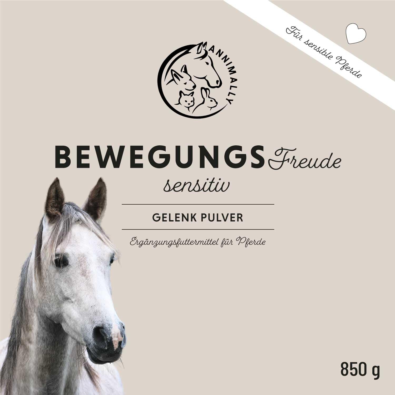 Annimally Gelenk Pulver für Pferde mit Kollagen, Kamille, MSM (Schwefel), Glucosamin, Hyaluronsäure, Chondroitin - Zusatzfutter für die Stärkung der Gelenke beim Pferd - Alternative zu Liquid (850 g)