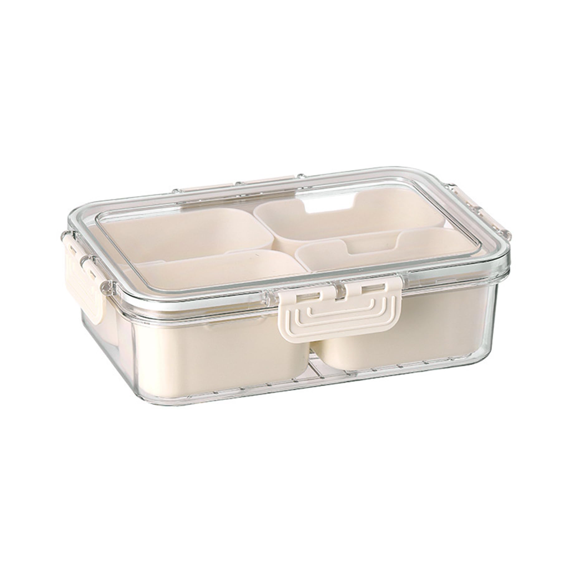 Vassoio da Portata Diviso, Organizer Trasparente per Snack per Frutta, con Coperchio e Manico, Contenitori per Alimenti, Piatto Portatile a 8 Scomparti per Snack, Feste