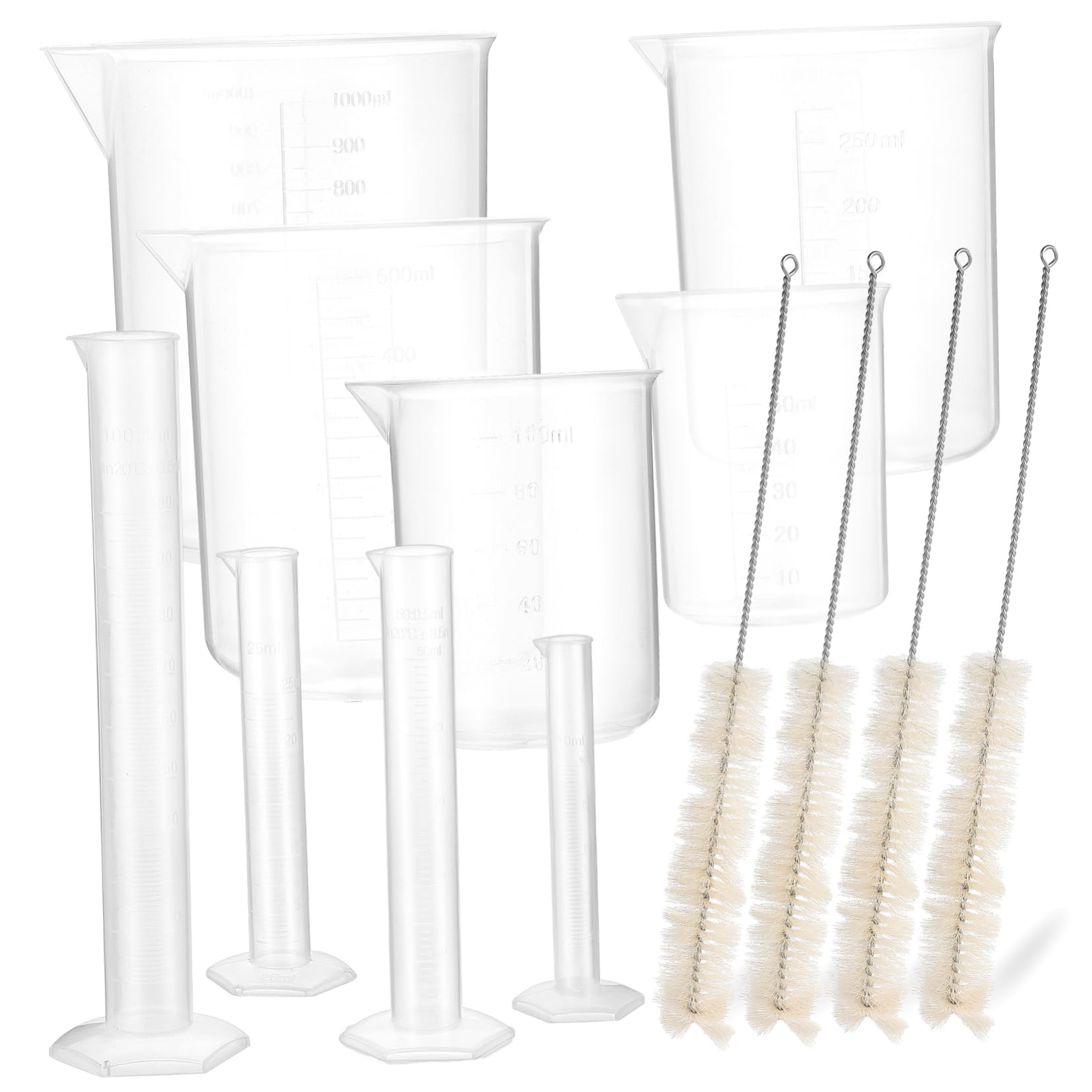 KICHOUSE 13Pcs Measuring Cylinders and Beakers Set Food Grade Lab Tools with Graduated Cylinders and Beakers for Experiments