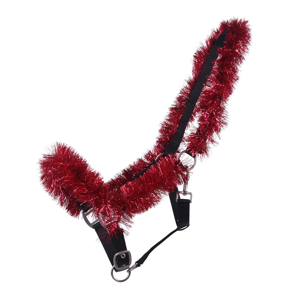 Licol rouge avec guirlande de Noël QHP pour déguisement équestre de fête