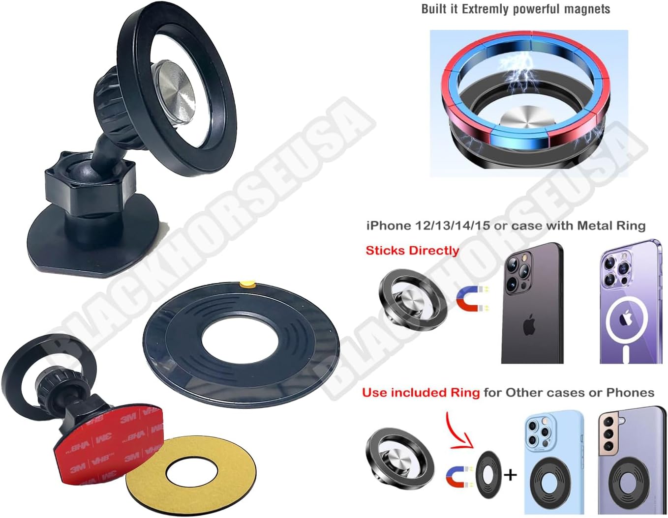 Cell Phone Holder Mount Compatible with Porsche 911 992 Carrera Dashboard Center Console (2021-2026) - Compatible with magsafe Magnets