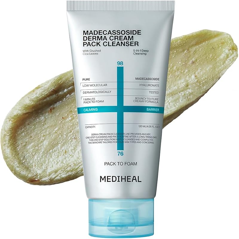 Limpador facial em creme MEDIHEAL Madecassoside Derma, com função de máscara, 120 mL