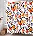 Neasow Boho Floral Shower Curtains for Bathroom, Colorful Fabric Blossom Shower Curtain Set with 12 Hooks, Multi Red