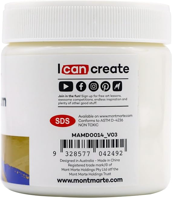 Mont Marte Premium Gel Medium Gloss 8.5oz (250ml), Suitable for Acrylic Paints