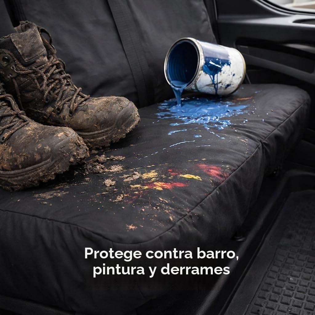 XTRA - Fundas de asiento impermeables resistentes para furgoneta, individual + doble, 6 colores a elegir, color negro