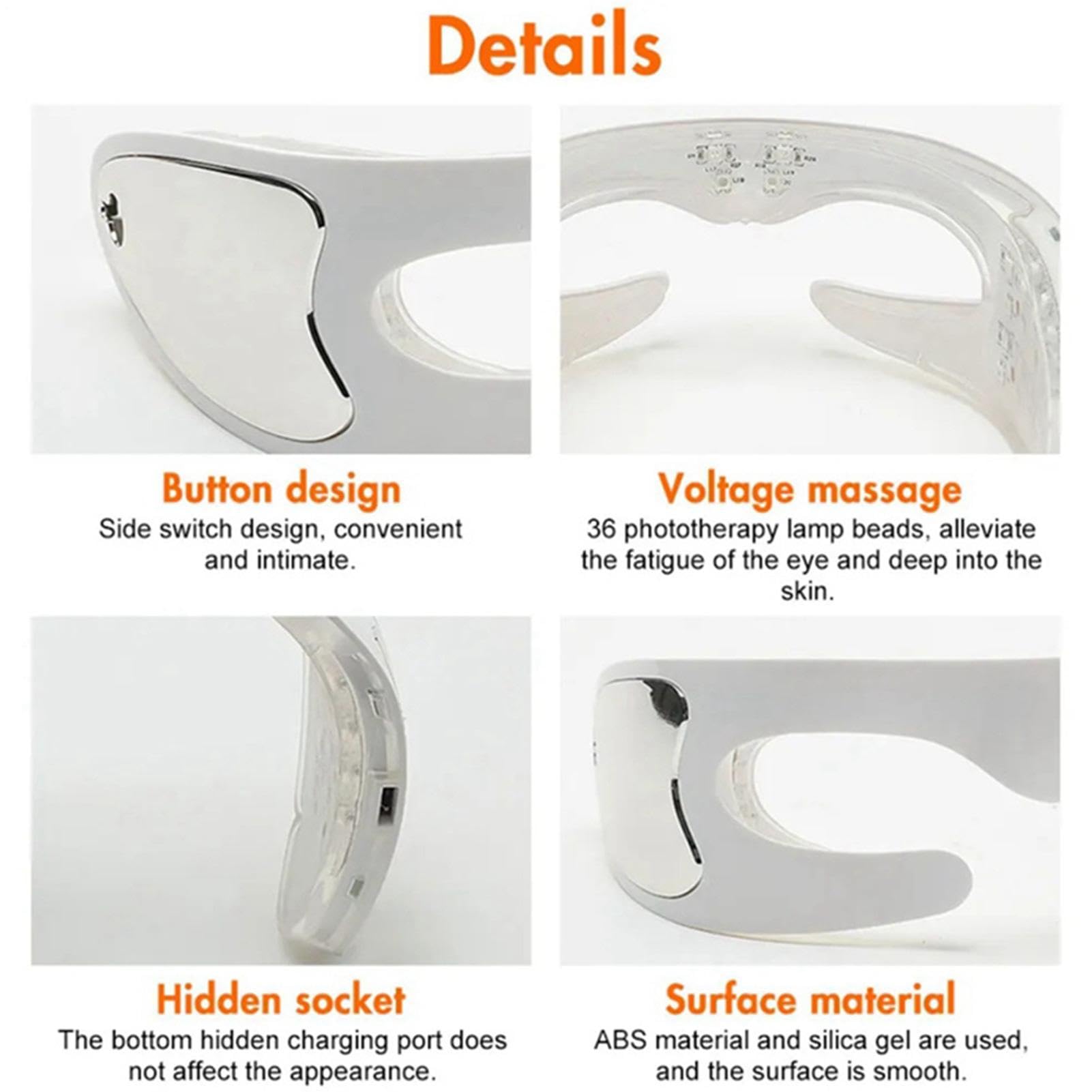 Generico Masajeador de Luz Roja - Gafas Surround 3D Portátiles de 20 cm, Dispositivo de Masaje para el Cuidado de los | Alivia la Fatiga de Reduce las Bolsas Bajo