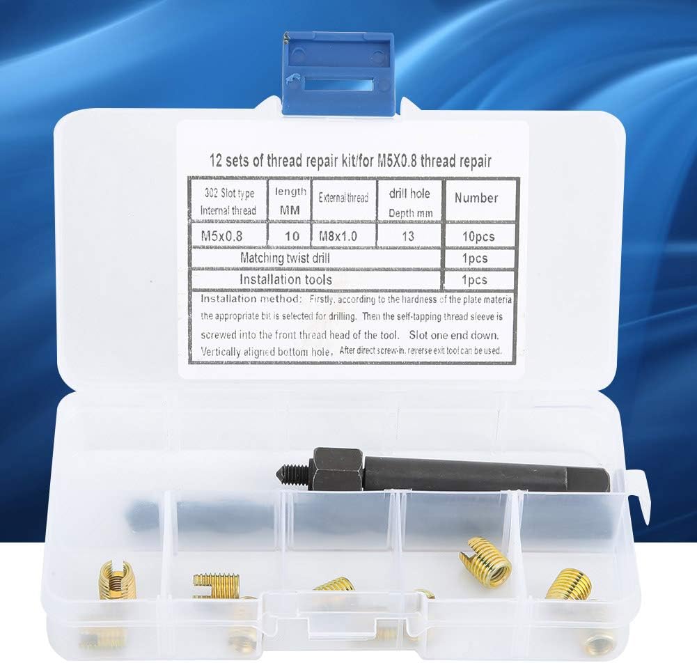 M5 x 0.8 Thread Repair Kit Self Tapping Thread Inserts Tool Set 12PCS