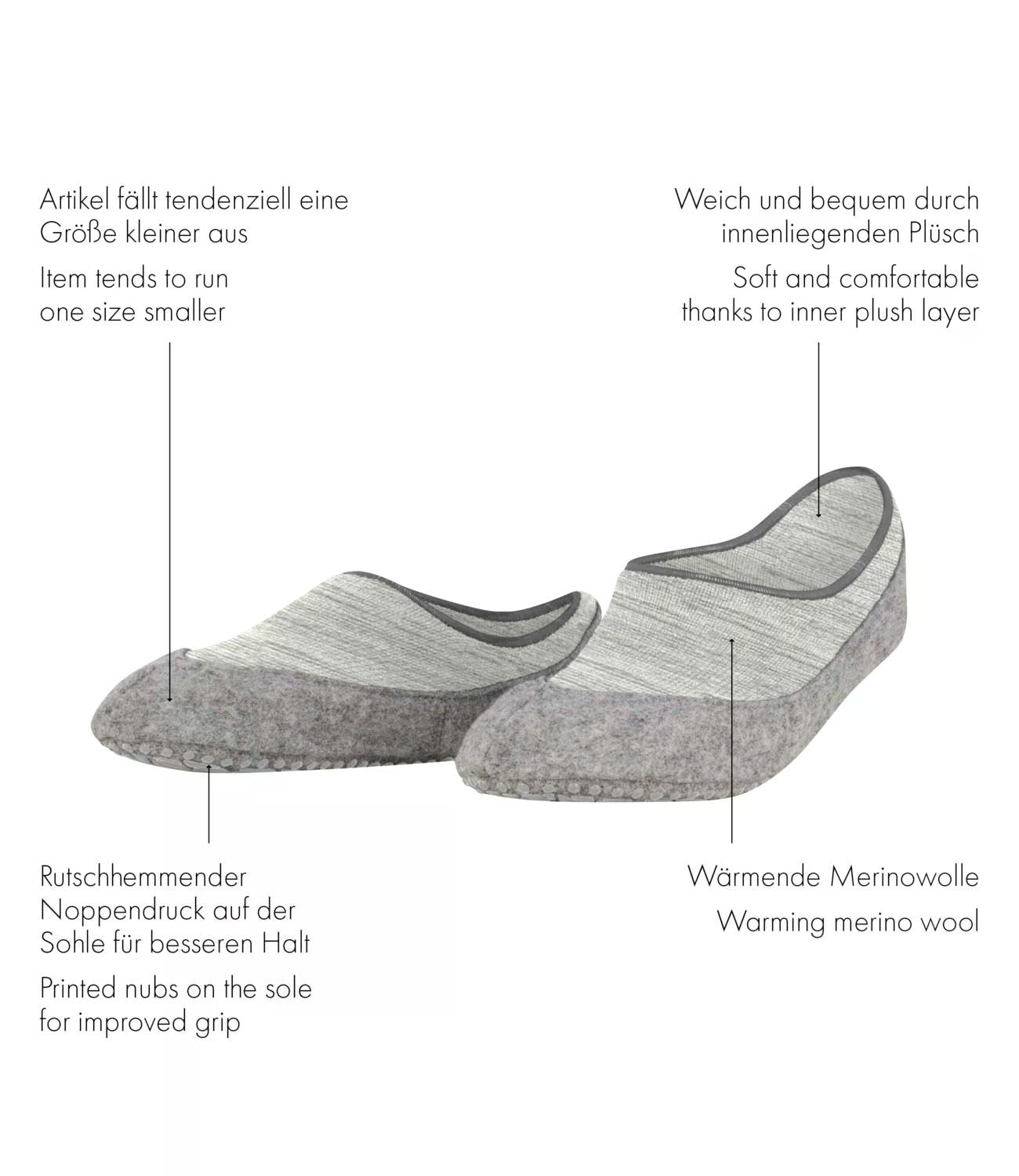 FALKE mujer Cosyshoe Invisible calcetín pantufla reforzado cálido textura gruesa liso clásico ideal para llevar con botas transpirable regulación del clima antiolores lana 1 par