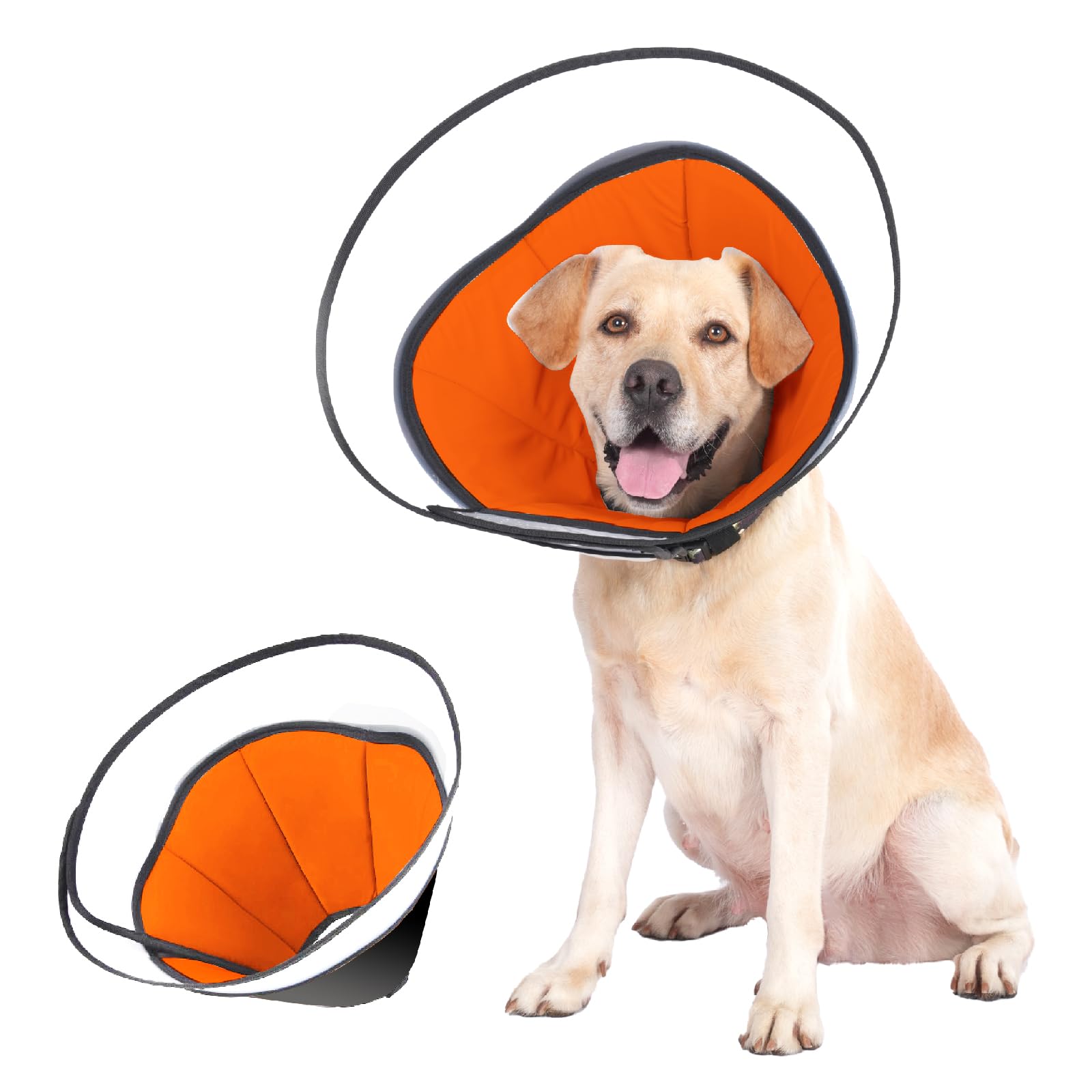 Pet Dog Cone Collar to Stop Licking, Soft Comfy Cones for Large Medium Small Dogs After Surgery, Cone of Shame for Dogs Head Neck Elizabethan Collar-Orange-M