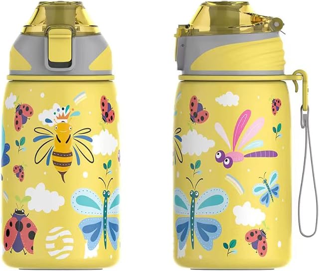 Fjbottle Butelka termiczna dla dzieci 400ML - bez wycieków/BPA, butelka termiczna ze stali nierdzewnej do szkoły, przedszkola