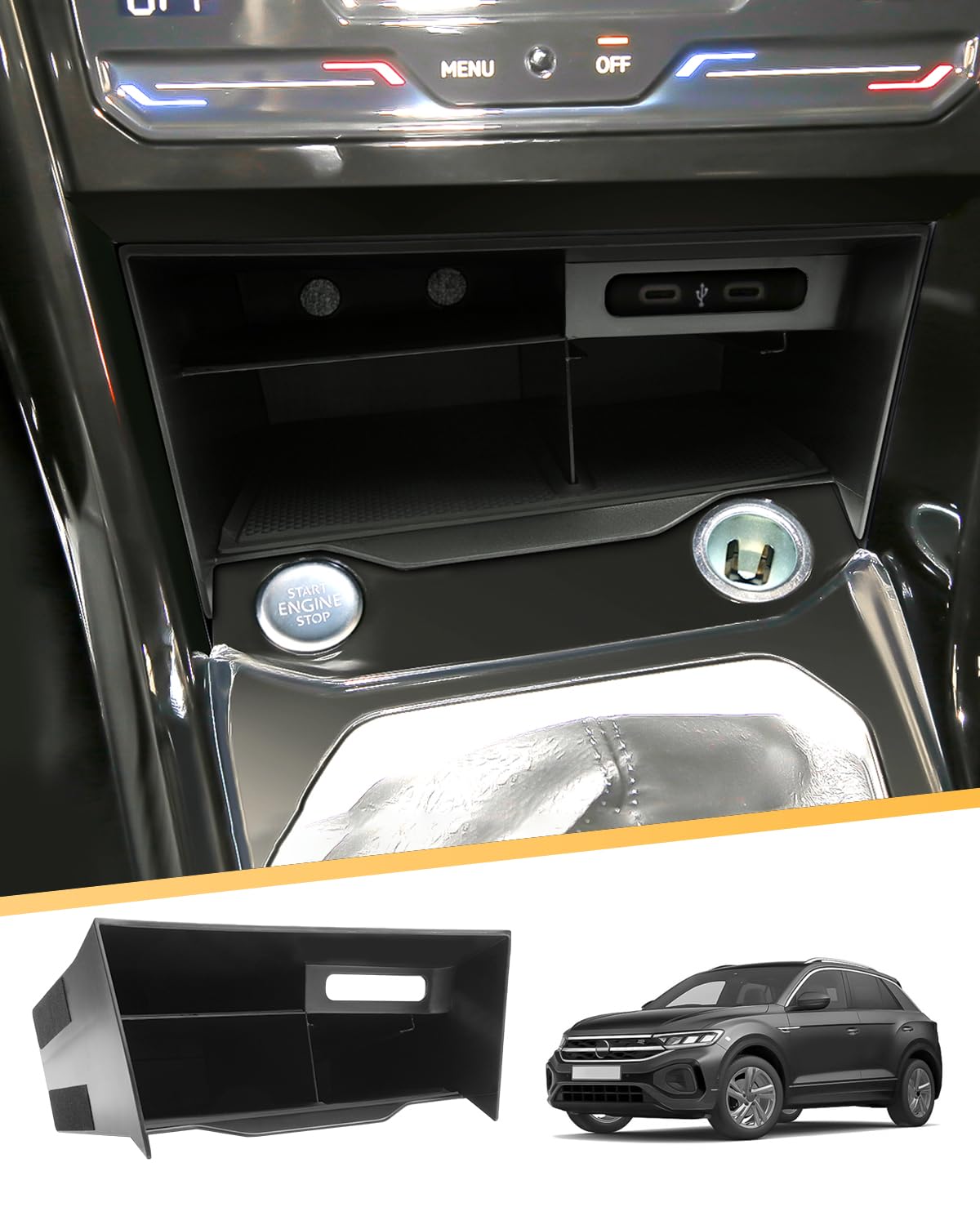 Decorazione Accessori Per Per Troc Per T-roc 2018-2022 ABS Cromato Auto Pomello Cambio Pannello Decorazione Della Copertura Adesivo Trim Accessori Car Trim Styling Interni(ABS Silver StyleB