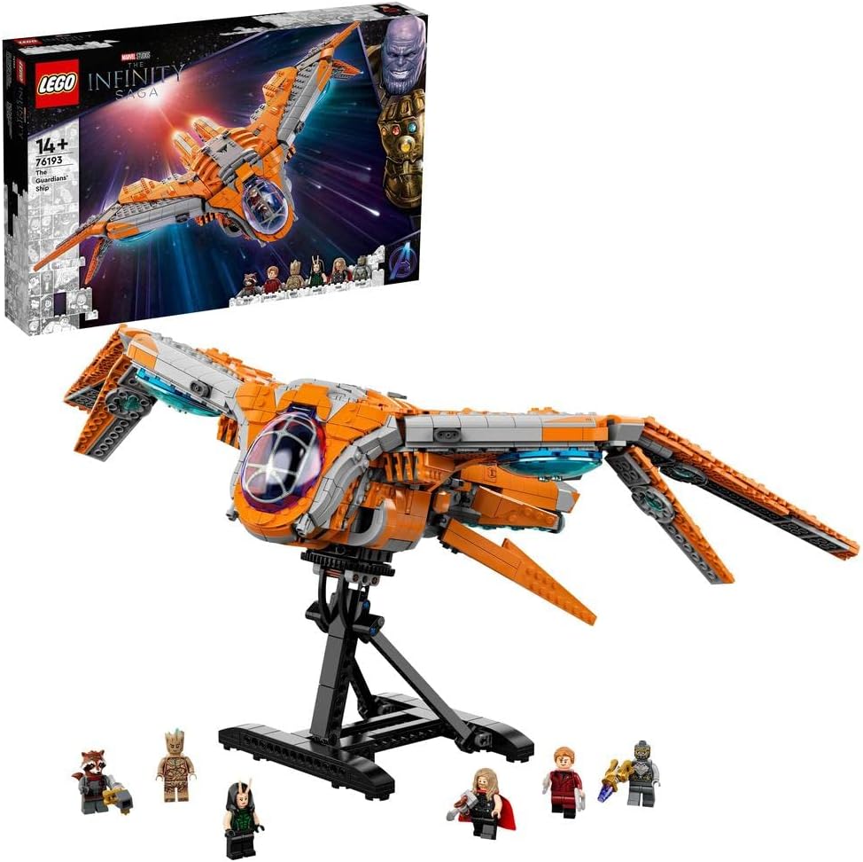 LEGO 76193 Marvel The Guardians’ Ship Large Building Set, Avengers Spaceship Model with Thor & Star-Lord Minifigures, 14 min years, 99 max years