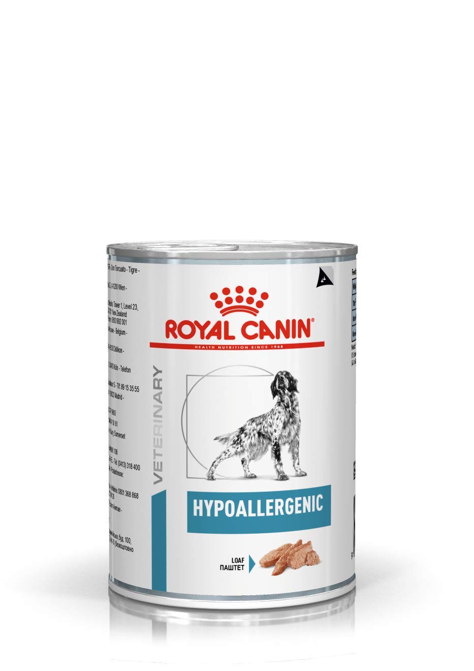 Mousse hipoalergénica Veterinaria Royal Canin | 12 x 400g | Alimento dietético Completo para Perros Adultos | con proteína hidrolizada | para apoyar la Barrera cutánea.