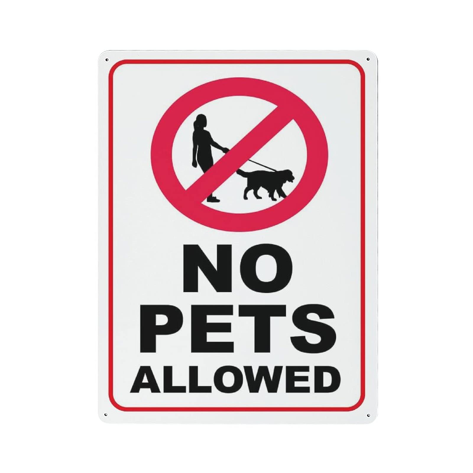 Metal Tin Sign Warning No Pets Allowed Vintage Tin Poster Metal Sign Wall Decoration Country Kitchen Home Garage Decor 16"x12"
