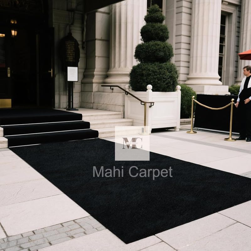 Image of 10x10 Feet Soft Nylon Washable Floor Mats for Home Decor, Hall, Functions, Gallery Runner Red Carpet for Entrance & Programmes Dark Grey Colour