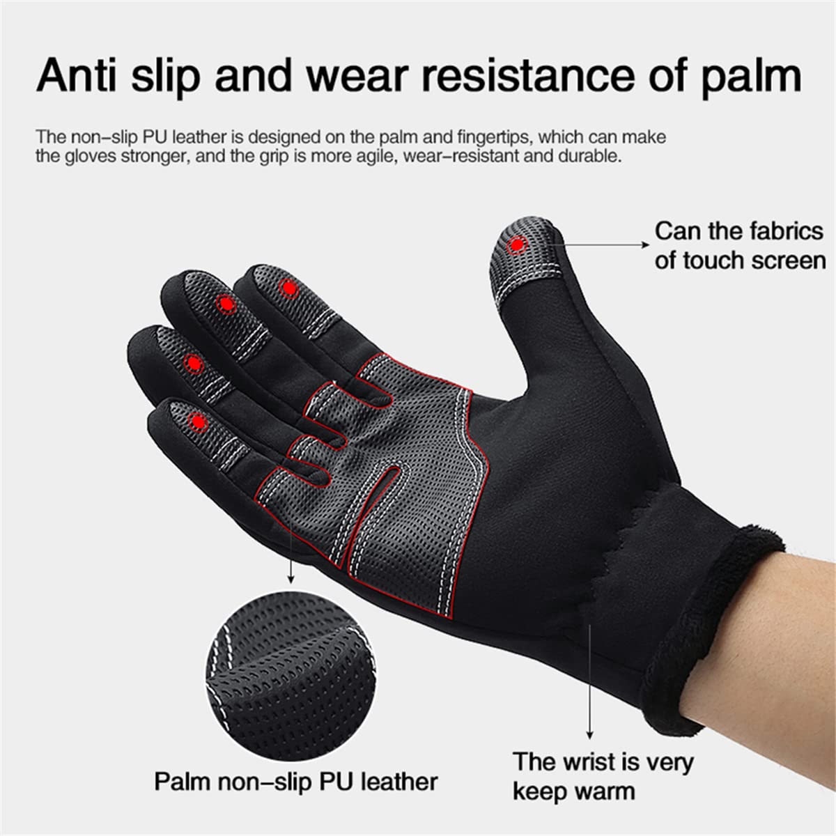 Handschuh, Handschuhe, Thermohandschuhe, Winterhandschuhe for Herren und Damen, Touchscreen-Handschuhe, warme Handschuhe for kaltes Wetter for Radfahren, Fahren, Laufen, Camping, Wandern