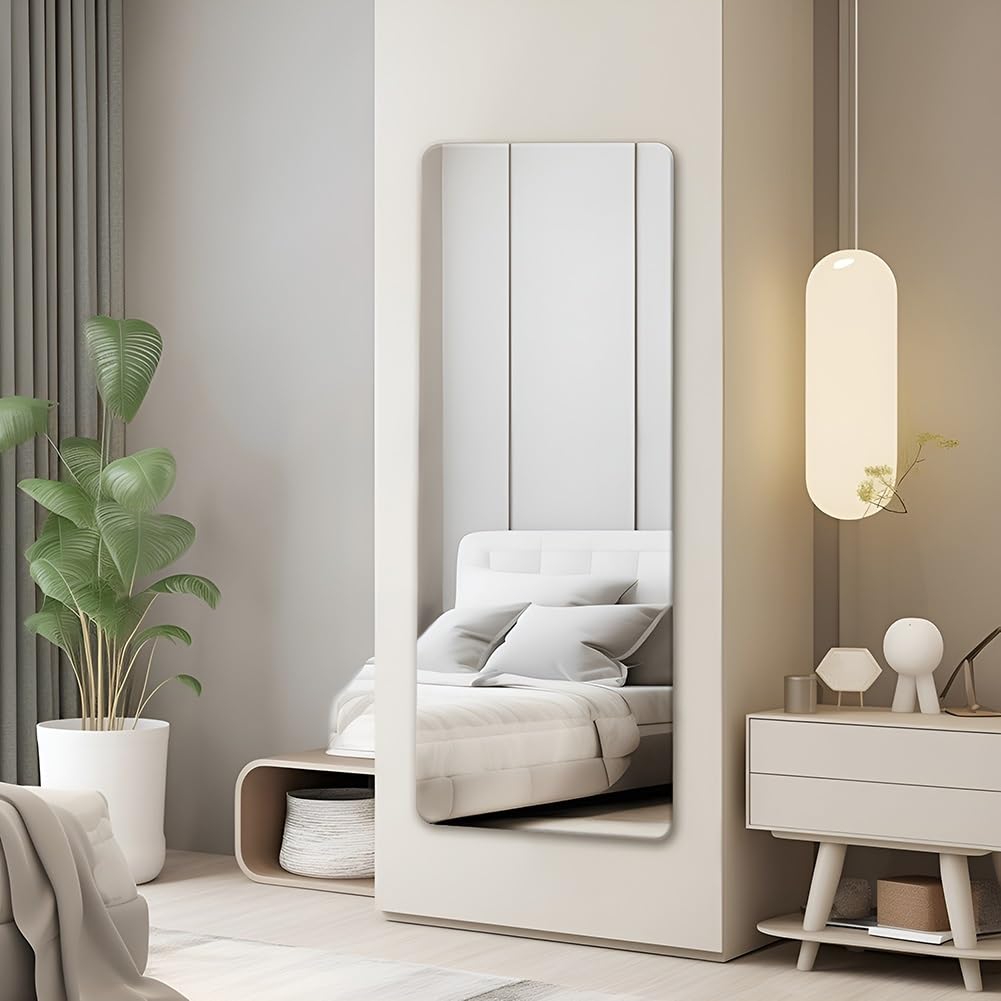 Specchio da Parete Senza Cornice per Camera da Letto, Palestra, Soggiorno, Adesivo Infrangibile Specchio Arredamento Moderno(120x40cm-47.2x15.7in)