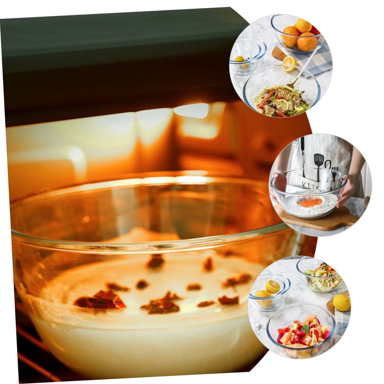 Cabilock Durchsichtige Glasschale 2700ml aus Glas Runde Salatschüssel