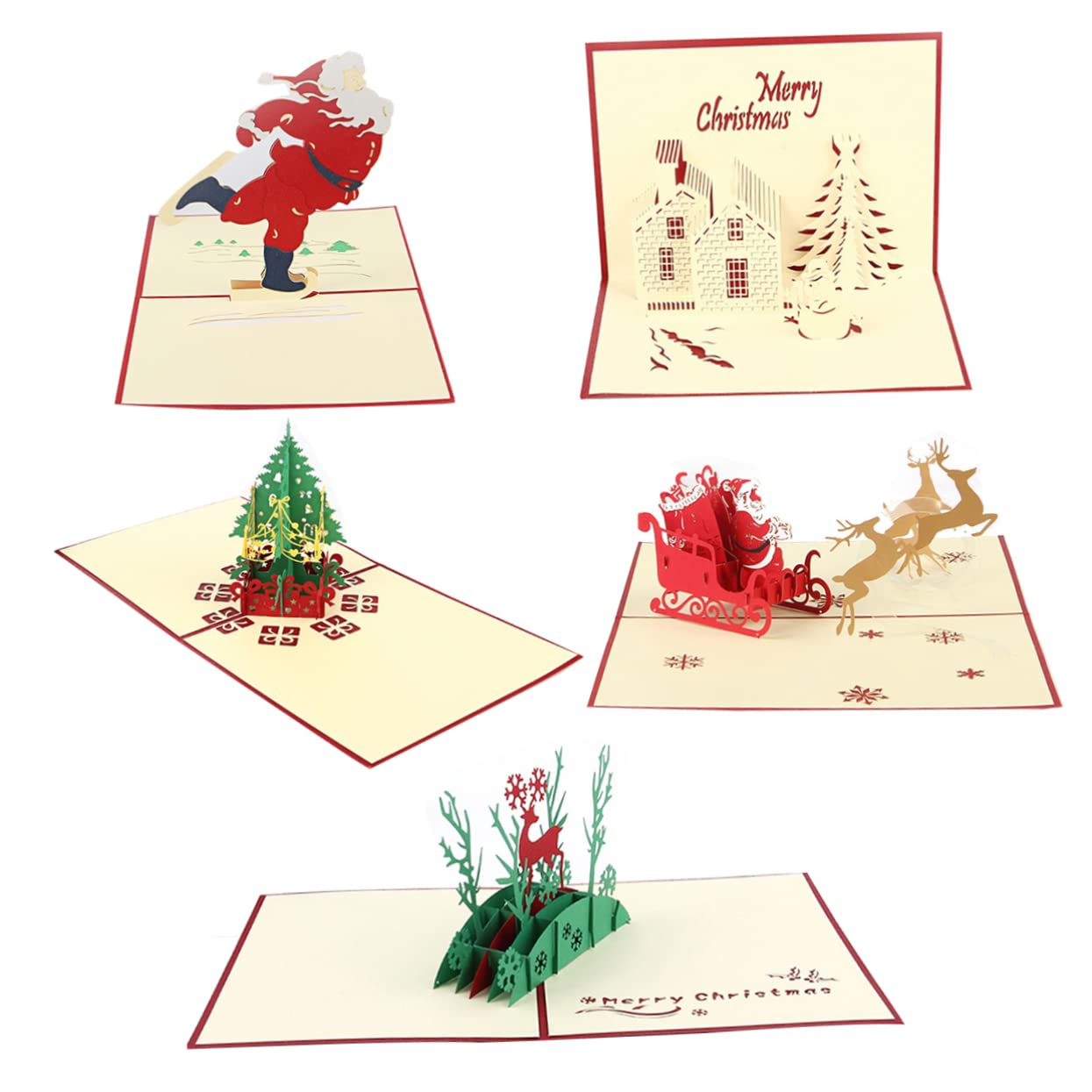 VILLCASE 15 Stk Pop-up-Karten christmas vaction christmas tree weihnachts geldgeschenke dekoration santas frohe weihnachtsgrüße wünsche 3D-Weihnachtskarten auf 3D-Up-