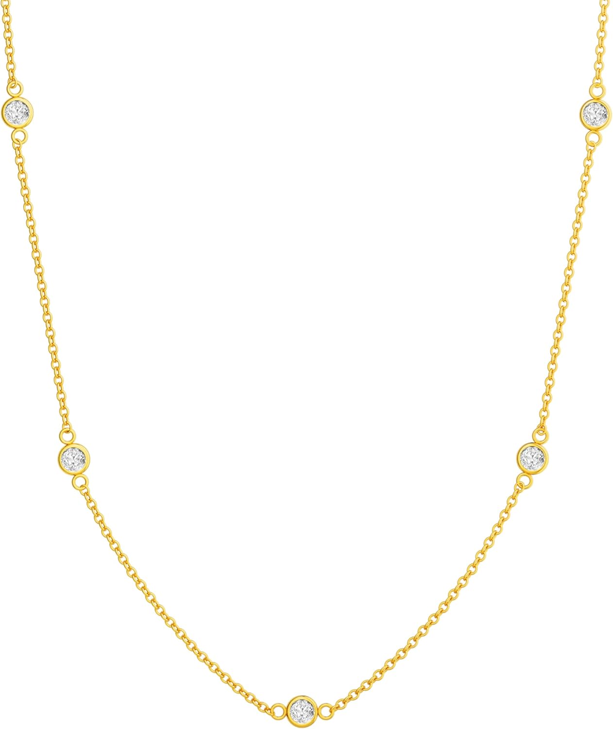 Tewiky Dainty 14k Gold Plated/Silver Cubic Zirconia Necklaces for Women, Simple CZ Jewelry Necklaces Trendy Gifts