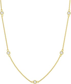 14K Gold Plated Choker Cubic Zirconia Necklace with CZ Bezel Simple Trendy Gold Plated Jewelry for Women