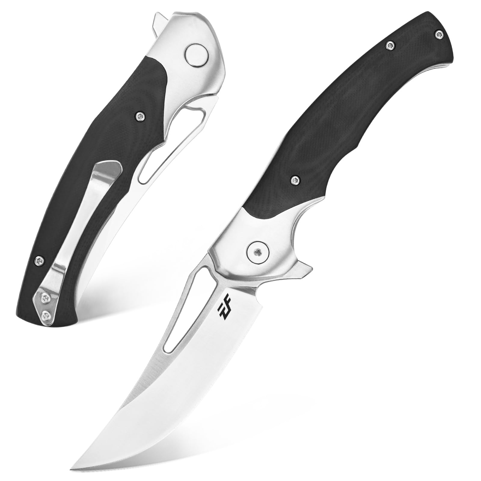 Eafengrow EF7 Folding Knife K110 Steel Blade G10& Stainless Steel Handle EDC Tool Knives for Outdoor Working Camping Hiking(black)