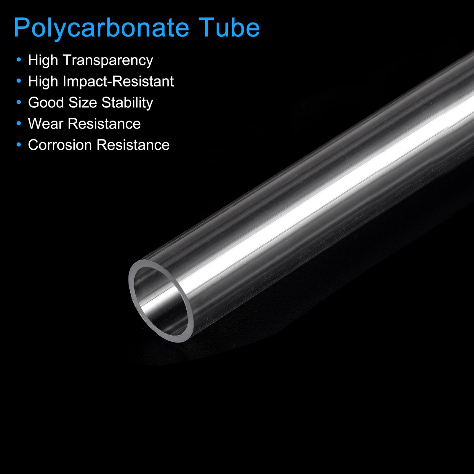 Tubo de Plástico Policarbonato Rígido Transparente 0,43" ID 0,47" OD 6" Alto Impacto para Iluminación