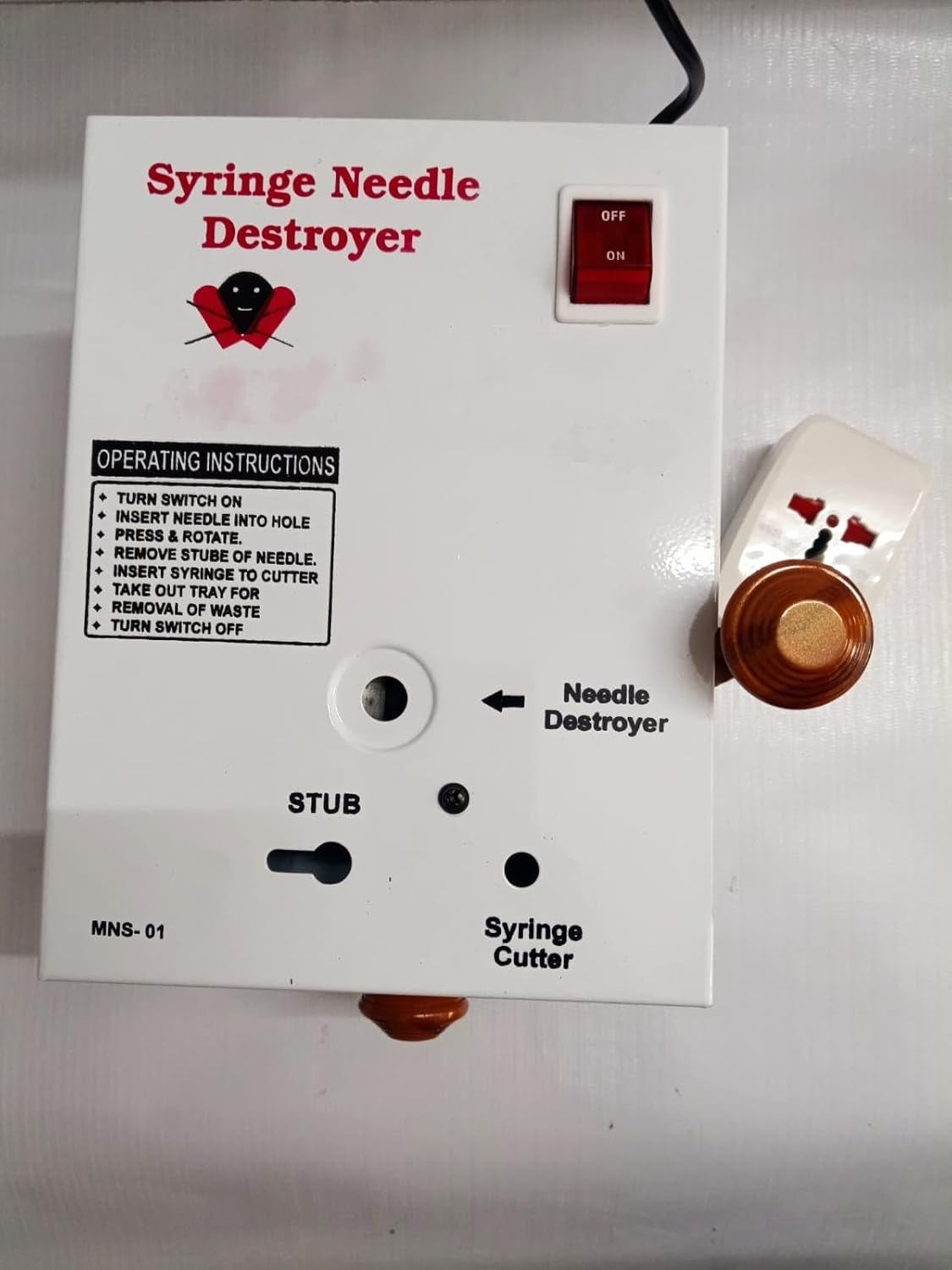 Medical Needle Destroyer Device for Clinics, Hospitals and Labs, Metal Electric