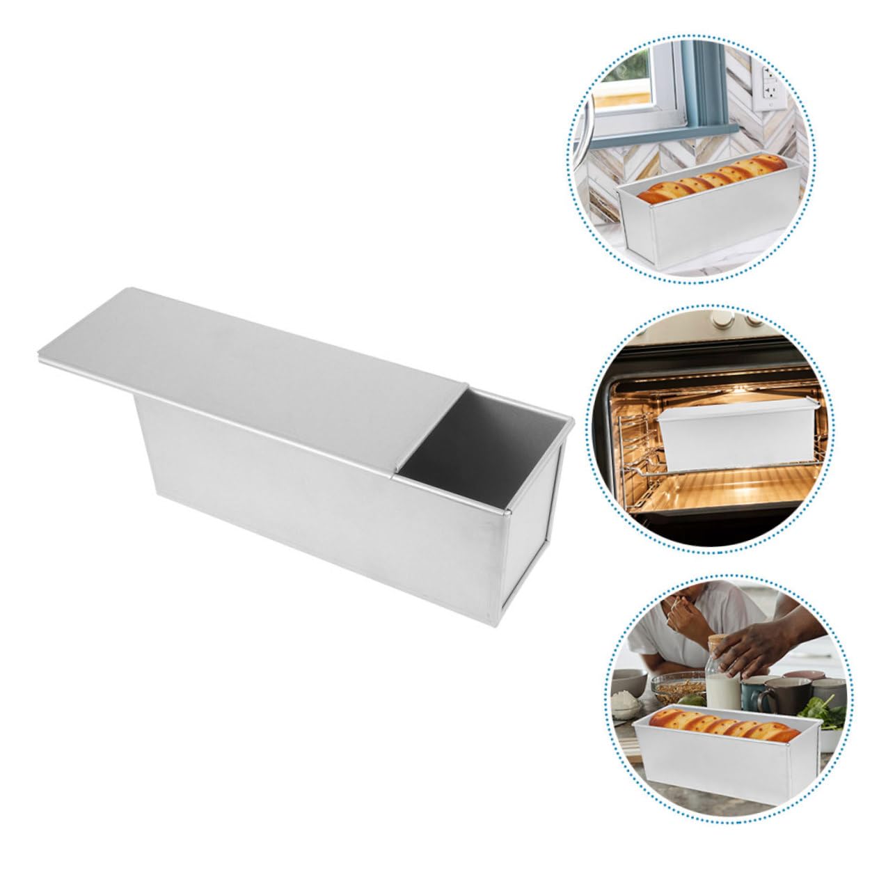 Molde para Pan con Tapa Deslizable de Aleación de Aluminio para Hornear Tostadas con Calentamiento Uniforme y Gran Capacidad Adecuado para Cocina y Panadería