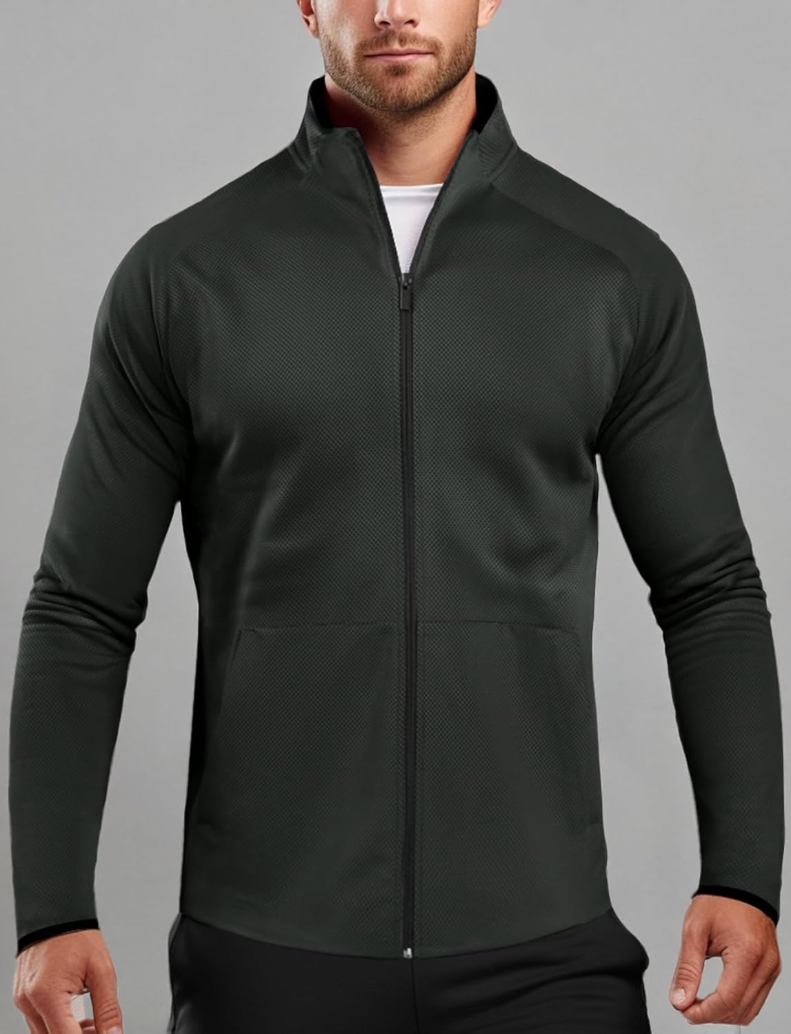 Zengjo Men's Track Jackets Full Zip Running Athletic Workout Lightweight Windproof Jacket with Zipper Pockets Quick Dry - Image 8