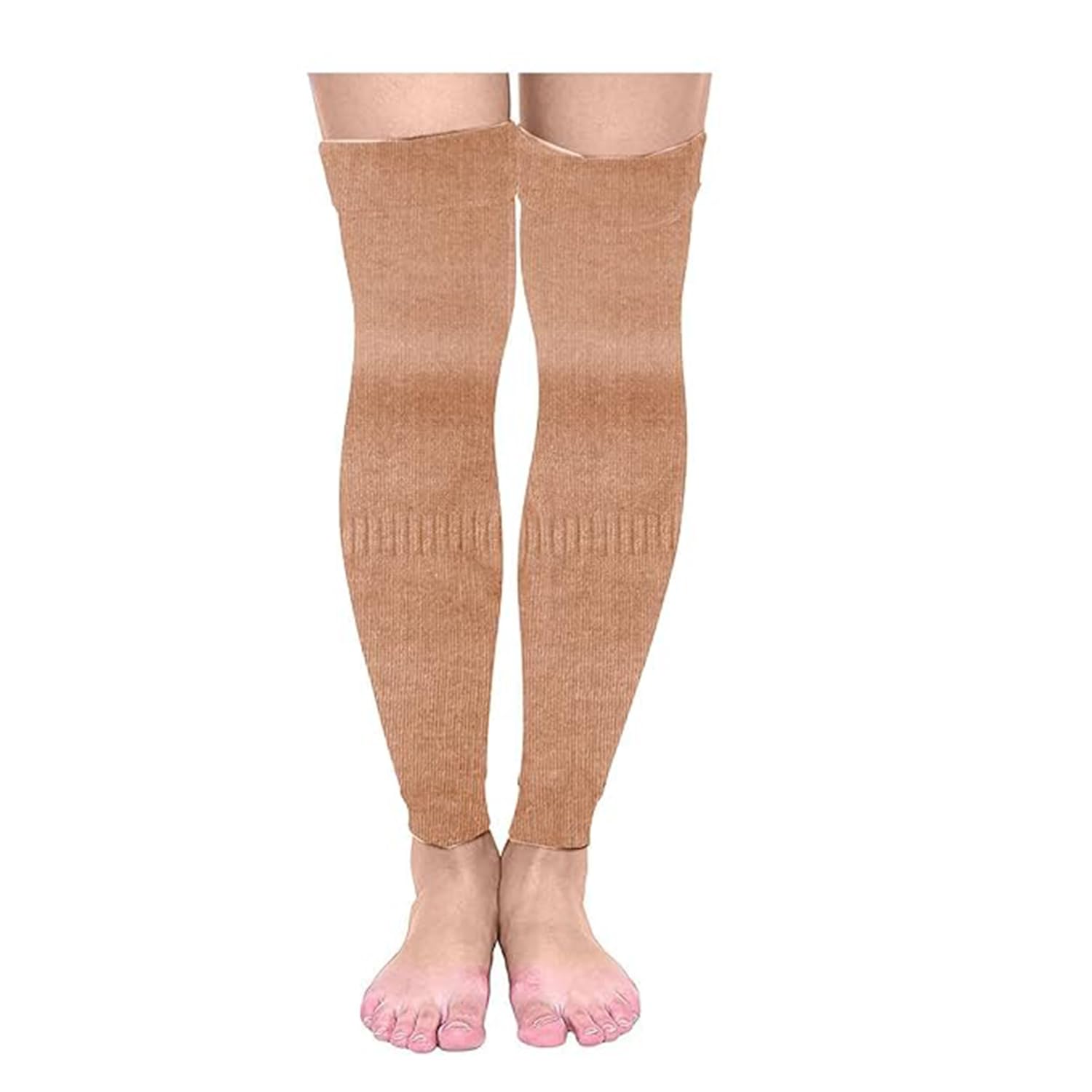 Women Winter Woolen Thermal Leg Warmers - Knee High Footless Socks - Cold Weather Protection, Soft Knitted Knee Caps & Warmers (Black, Brown, Beige)-image-34
