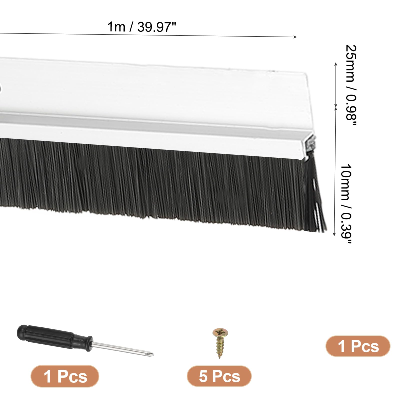 PATIKIL Door Brush Sweeps 0.39" Bristles x 47.24" Long - Image 2