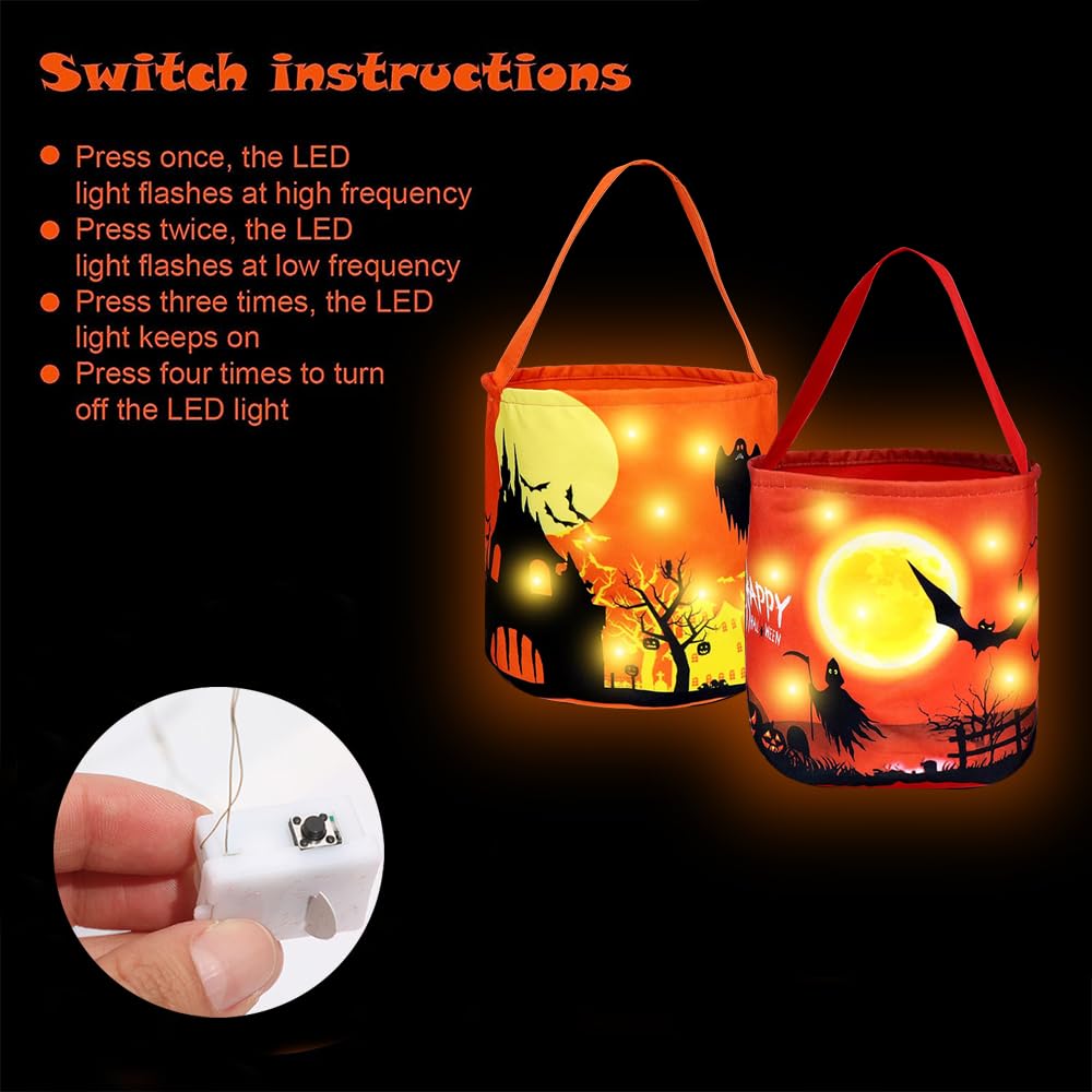 Sollee Illuminez Le Sac De Citrouille D'Halloween, Les Sacs Pour Bonbons Ou Friandises S'illuminent