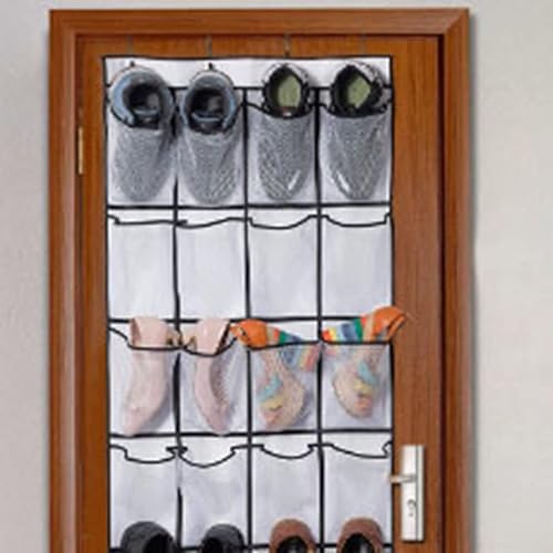 Miniatura 4 de Organizador de zapatos para colgar sobre la puerta, antideslizante para colgar zapatos, soporte para zapatos detrás de la puerta con 24 bolsillos de