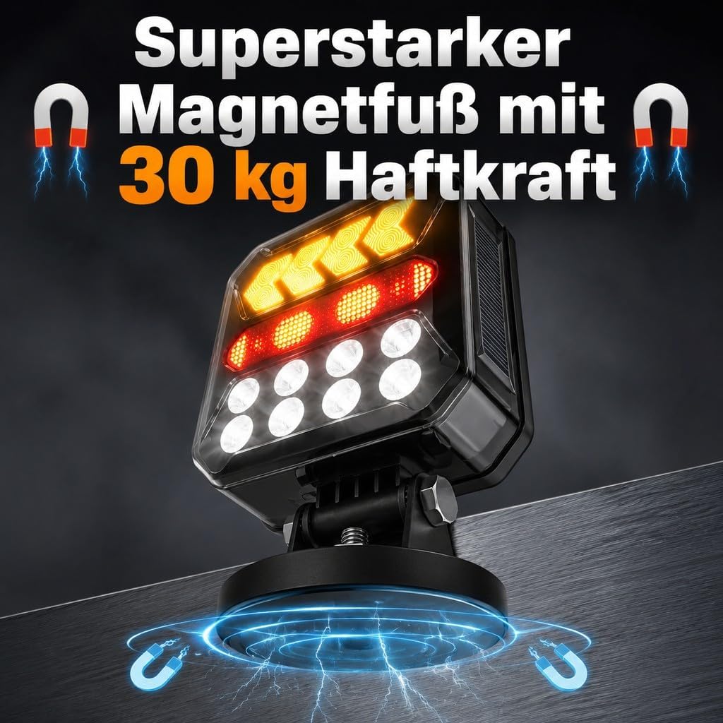 Fanali posteriori wireless per rimorchio, luci posteriori magnetiche a LED con luce di freno/lampeggiante/retromarcia, ricaricabile, 3000 mAh, inclinabile a 180°, IP67, impermeabile, 7 pin, per auto