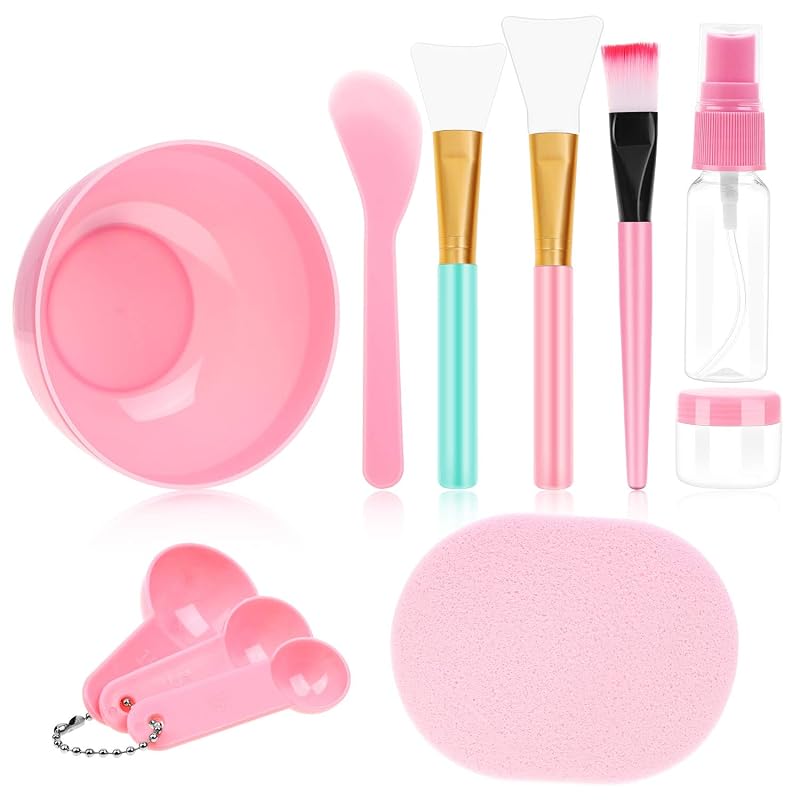 Kit de ferramentas para mistura de máscaras faciais anezus na cor Pink, com 11 peças