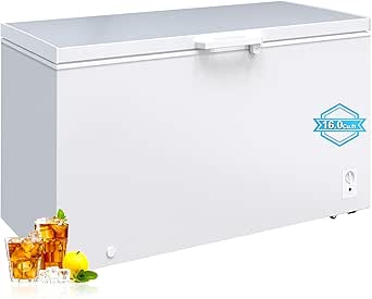 Large Chest Freezer, 16.0 Cu.ft Deep Freezer with Adjustable Thermostat, Removable Basket, and Wheels